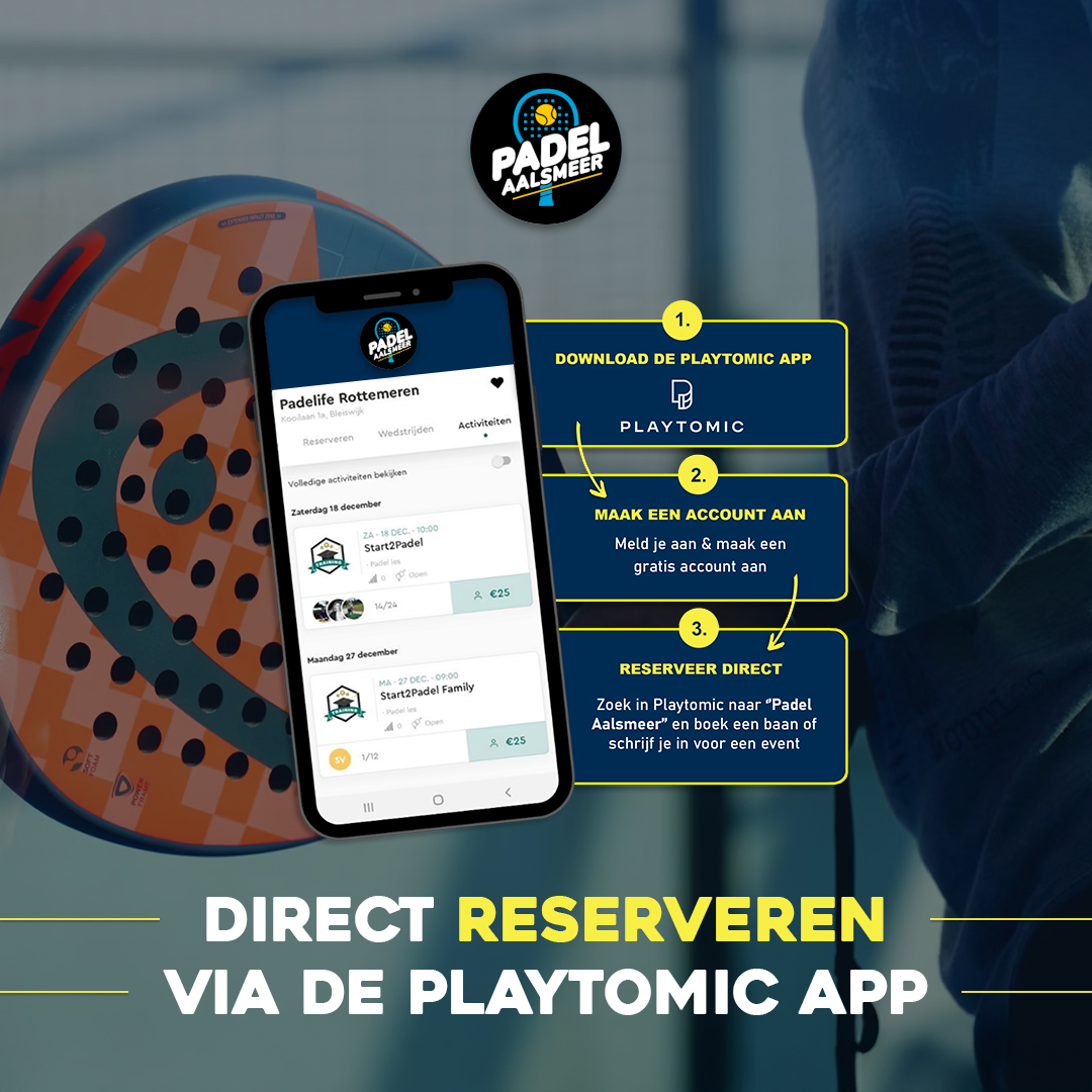 Playtomic app reserveren -INSTA Reserveren padel vierkant
